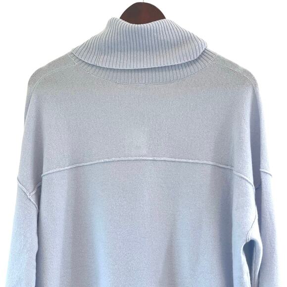 Free People Addie 100% Cashmere Turtleneck Sweater Light Blue Size Small NEW - Picture 7 of 9